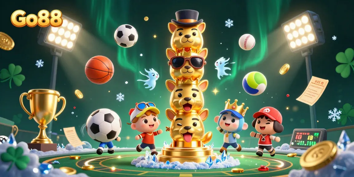 Engage in thrilling gameplay adventures at Go88, featuring a vibrant 3D digital casino illustration.