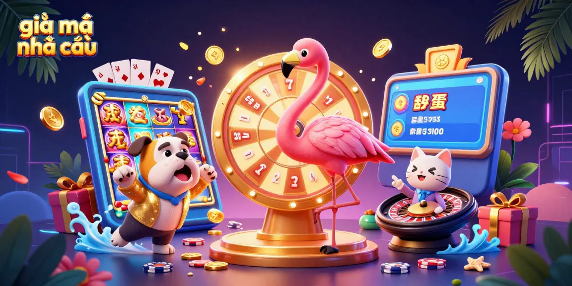 Engaging scene showcasing giải mã nhà cái, a thrilling game show with festive elements and vibrant casino themes.