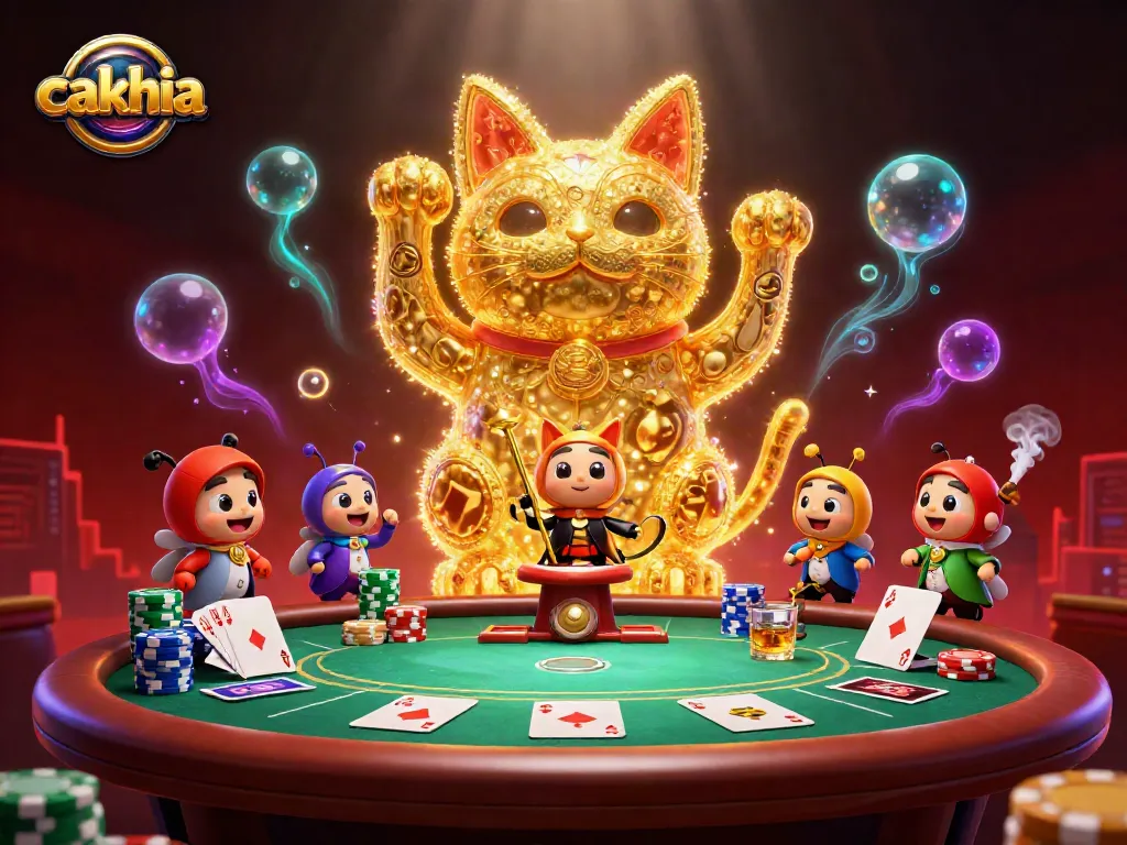 Experience the vibrant casino atmosphere with cakhia's lucky cat and card elements in stunning detail.