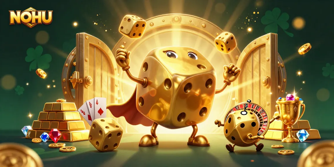 Experience the excitement of NOHU with lively jackpot action surrounded by golden treasures and luck.