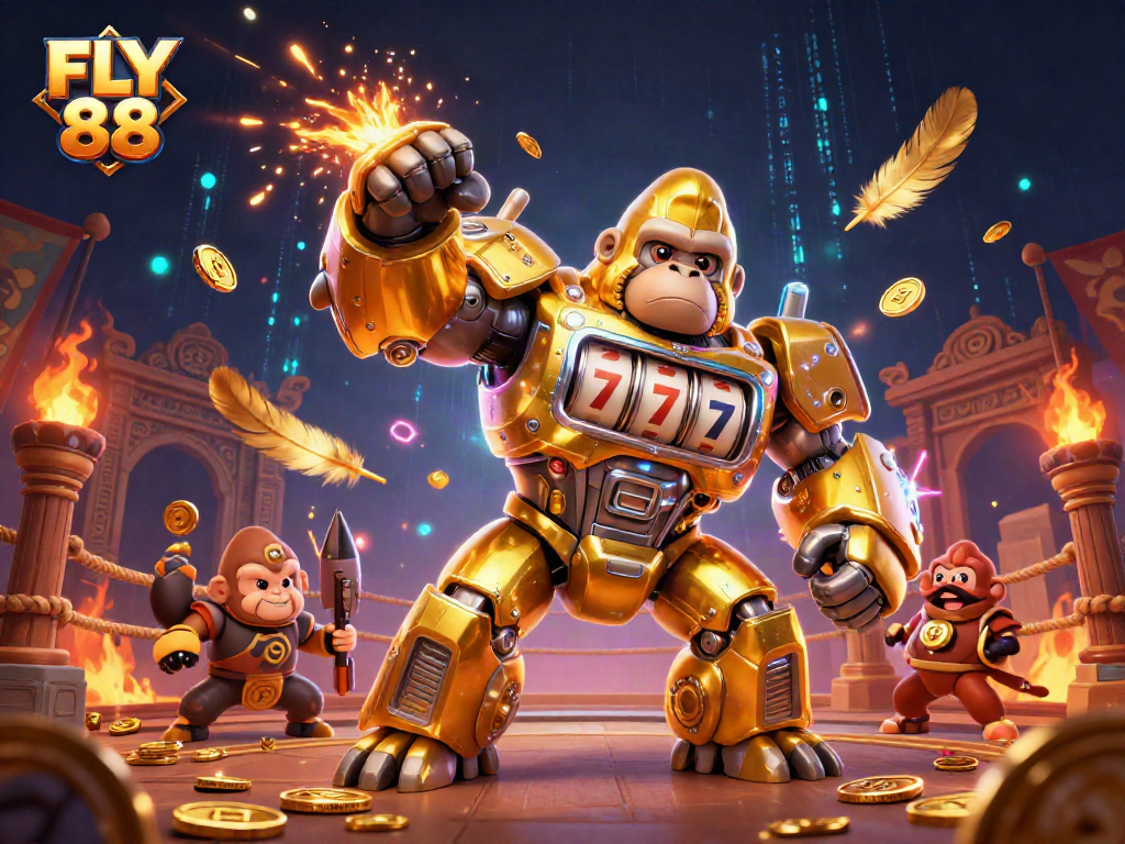 Experience the thrill of slots with FLY 88 in a dynamic 3D casino scene