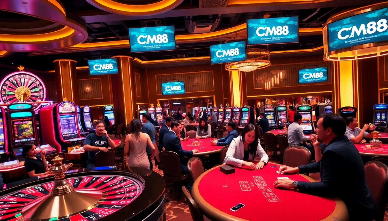 Experience the excitement of CM88 with vibrant casino tables and engaging players.