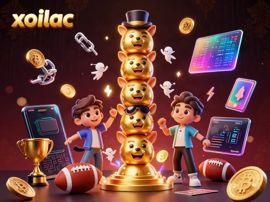 Xoilac sports betting scene with a golden totem pole and interactive football elements.