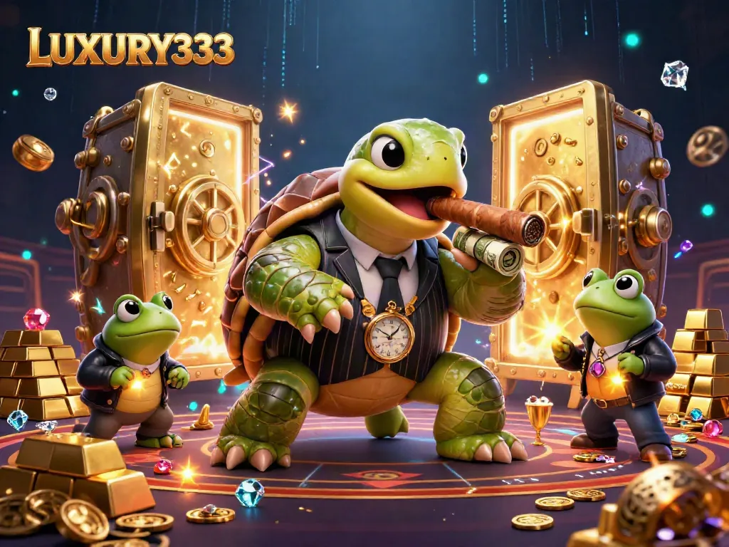 Experience thrilling gameplay at LUXURY333 with vibrant casino characters and dazzling treasures.