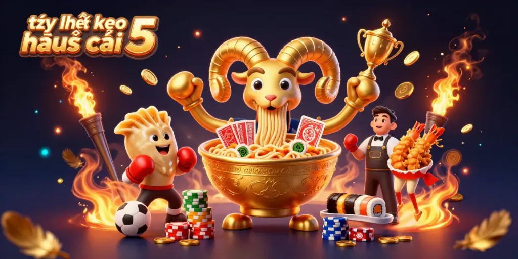 Engage with thrilling tỷ lệ kèo nhà cái 5 illustrated in a vibrant sports betting scene.