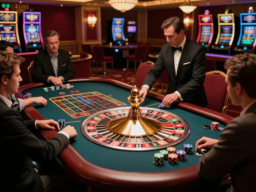 C168 players eagerly betting at a colorful roulette table in an upscale casino atmosphere.