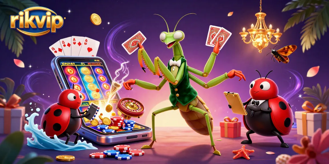 Experience excitement at rikvip with a giant praying mantis dealer and dynamic gaming elements.