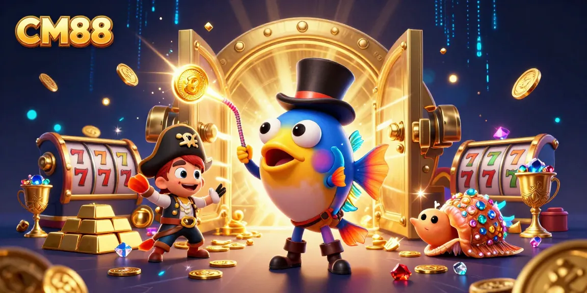 CM88 attracts players with vibrant casino excitement and glowing treasures in a dazzling underwater scene.