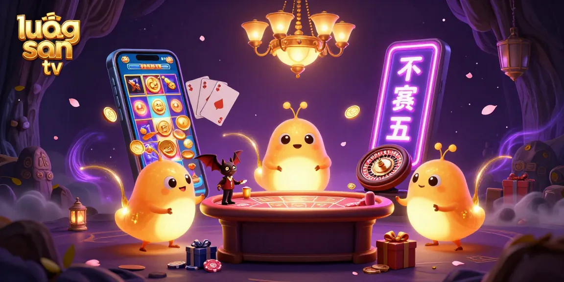 lương sơn tv showcases an exciting cave casino scene illuminated by glowworms, engaging players with vibrant games.